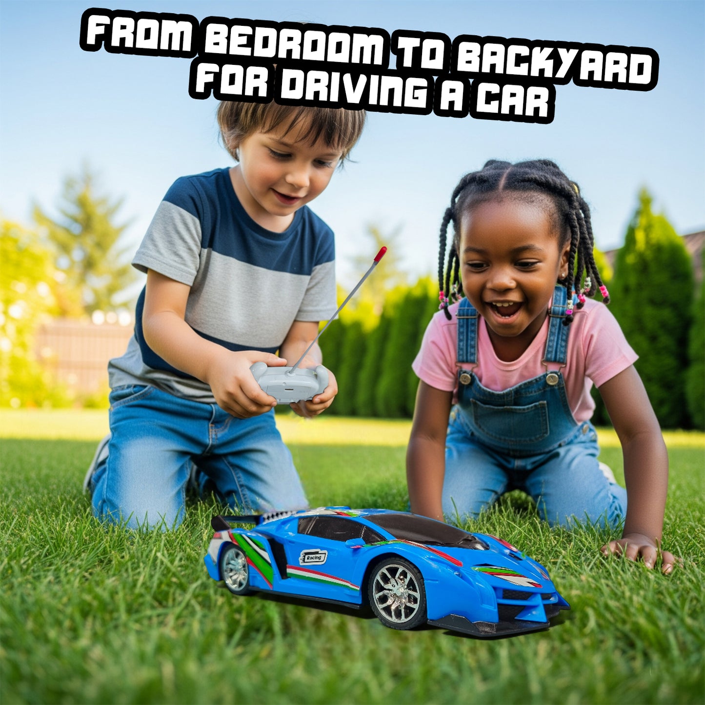 RC Stunt Car for Kids | Rechargeable High-Speed Remote Control Car with LED Lights In Blue