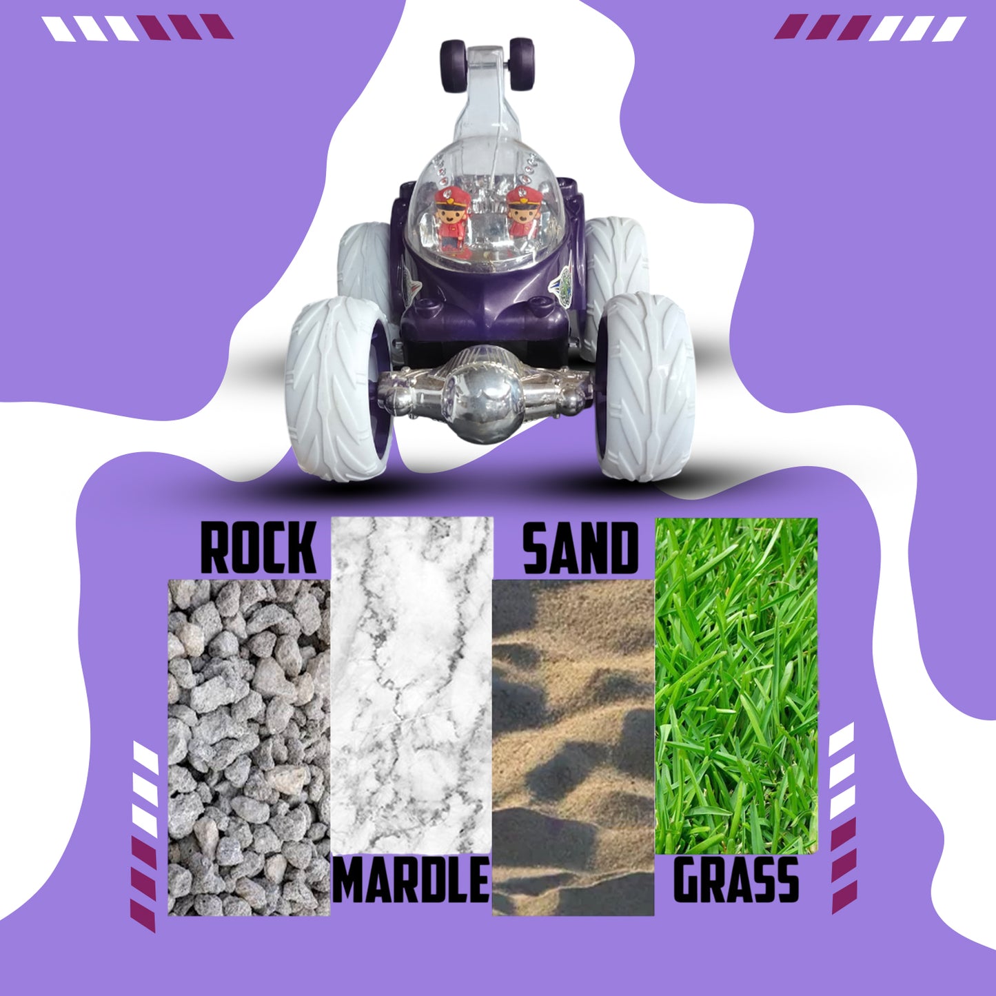 Foggy 360° Rotating RC Stunt Car for Kids | Rechargeable High-Speed Remote Control Car – Purple