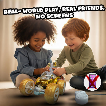 Royal RC Stunt Car for Kids | Rechargeable High-Speed Remote Control Car with LED Lights – Yellow