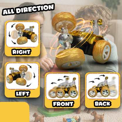 Royal RC Stunt Car for Kids | Rechargeable High-Speed Remote Control Car with LED Lights – Yellow