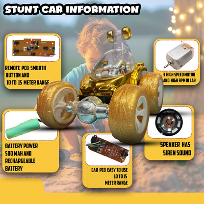 Royal RC Stunt Car for Kids | Rechargeable High-Speed Remote Control Car with LED Lights – Yellow